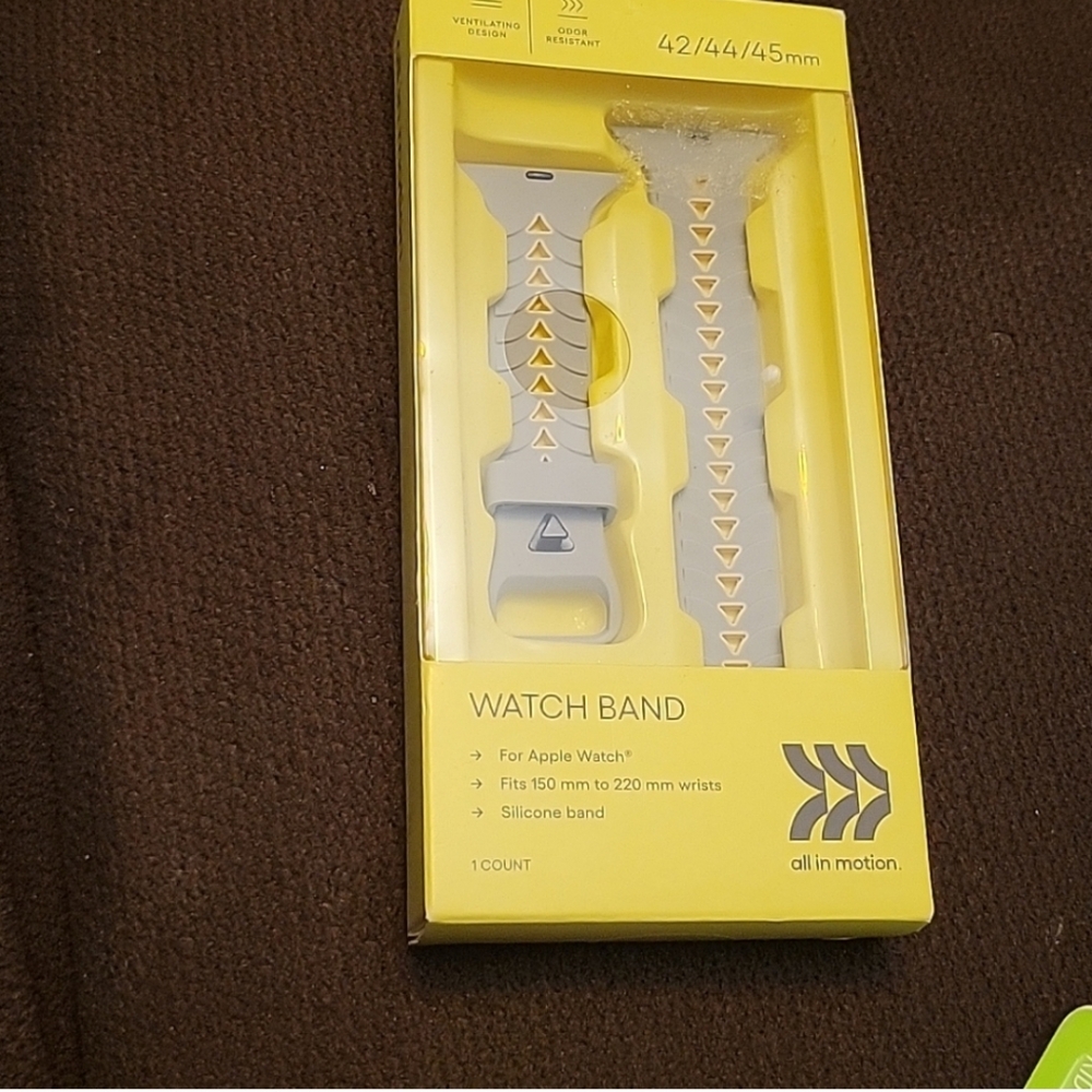 All In Motion Watch Band For Apple Watches 42/44/45mm Gray/Yellow Band